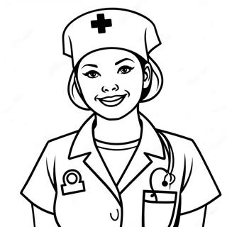 Page à colorier d'une infirmière en uniforme | Page de coloriage Infirmière