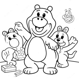 Page à colorier de Barney et ses Amis Jouant | Page de coloriage Barney