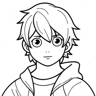 Page à colorier d'un garçon anime | Page de coloriage Garçon Anime