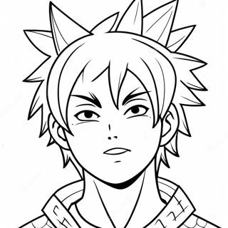 Page à colorier d'un garçon anime cool avec des cheveux en piques | Page de coloriage Garçon Anime