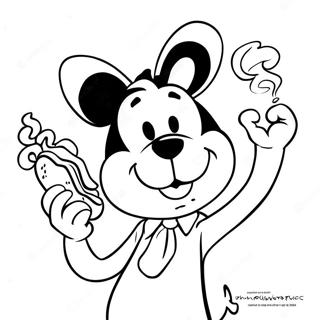 Page à colorier de Wakko Warner mangeant un hot-dog | Page de coloriage Animaniacs