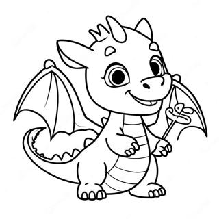Page à colorier de bébé dragon heureux jouant | Page de coloriage Bébé Dragon