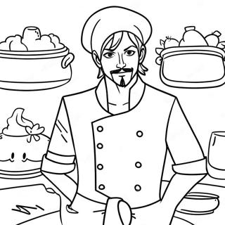 Page à Colorier Sanji en Tenue de Chef Élégante | Page de coloriage Sanji
