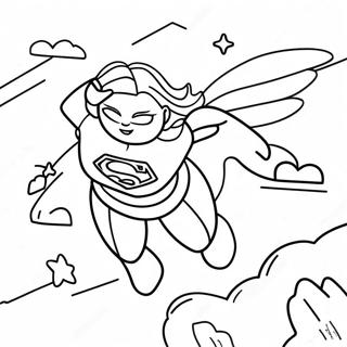 Page à Colorier Supergirl Volant dans le Ciel | Page de coloriage Supergirl