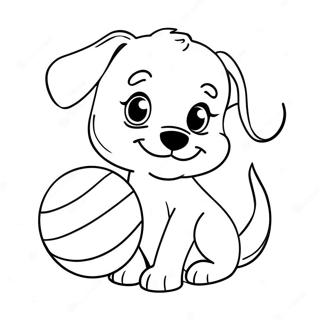 Page à colorier d'un chiot joueur avec une balle | Page de coloriage Chien Drôle