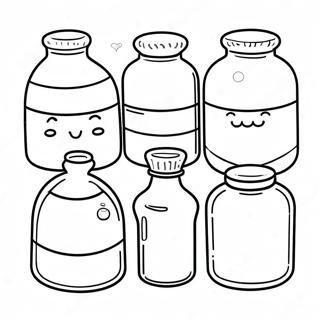 Page à colorier des bouteilles de pharmacie mignonnes | Page de coloriage Pharmacie