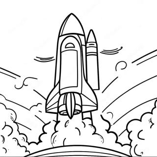 Page à colorier de la navette spatiale lançant dans le ciel | Page de coloriage Navette spatiale