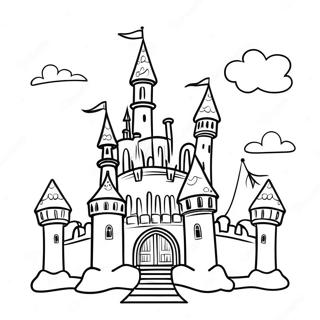 Page à colorier Château de Conte de Fées | Page de coloriage Conte de fées