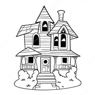 Page à colorier de maison de monstre | Page de coloriage Maison Monstre