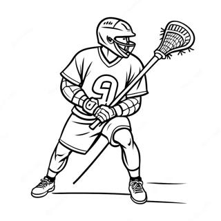 Page à colorier de joueur de lacrosse en action | Page de coloriage Lacrosse