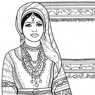 Page à colorier de la robe traditionnelle palestinienne | Page de coloriage Palestine