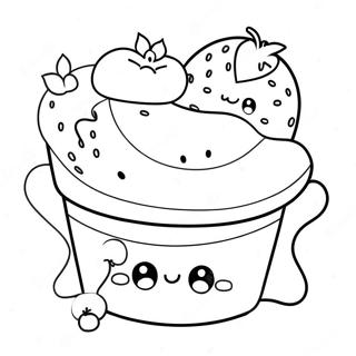 Page à colorier de dessert mignon | Page de coloriage Dessert Mignon
