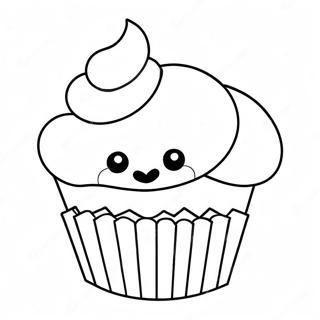 Page à colorier de cupcake adorable | Page de coloriage Dessert Mignon