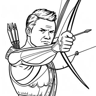 Page à colorier de Hawkeye avec arc et flèche | Page de coloriage Hawkeye