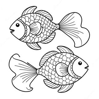 Page à colorier de poisson Poissons mignon | Page de coloriage Poissons