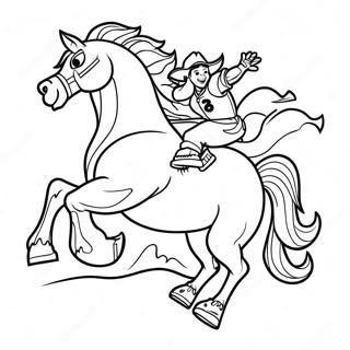 Page à colorier de la mascotte des Broncos en action | Page de coloriage Denver Broncos