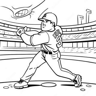 Page à colorier d'un joueur des Braves frappant un home run | Page de coloriage Braves