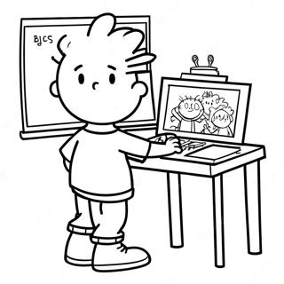 Page à colorier Big Nate en classe | Page de coloriage Big Nate