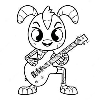 Cool Spider Punk avec guitare électrique Page à colorier | Page de coloriage Araignée Punk