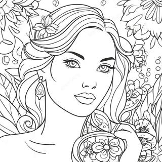 Page à colorier Portrait d'une Belle Femme | Page de coloriage Portrait