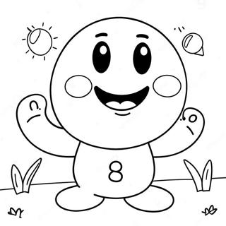 Page à colorier du numéro 8 mignon avec un visage souriant | Page de coloriage Numéro 8