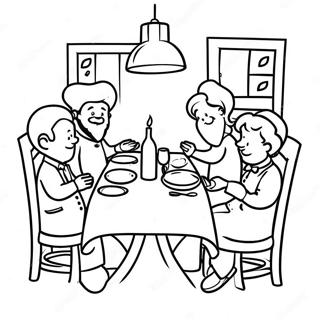 Page à colorier Table de Dîner Joyeuse de Shabbos | Page de coloriage Shabbat