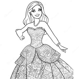 Page à colorier Bibble Barbie dans une Robe Scintillante | Page de coloriage Bibble Barbie