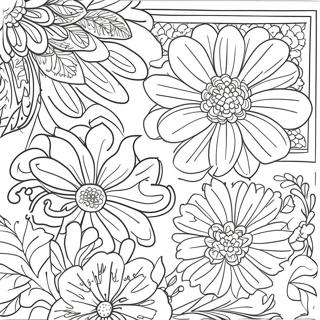 Page à colorier Motifs Floraux Chinoiserie | Page de coloriage Chinoiserie