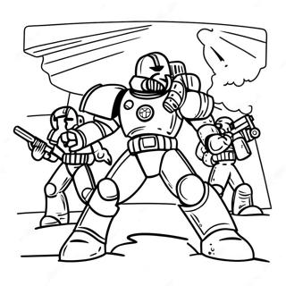 Page à colorier d'un Space Marine prêt au combat | Page de coloriage Warhammer 40K