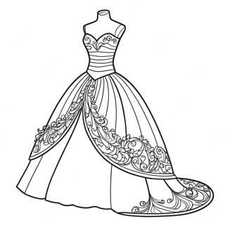 Page à colorier de la robe de Barbie | Page de coloriage Robe Barbie