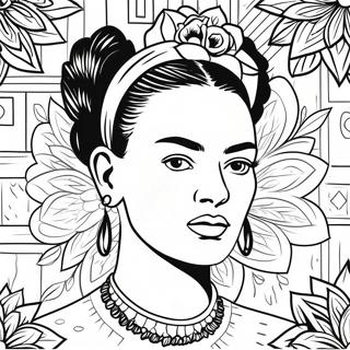 Page à colorier du portrait de Frida Kahlo | Page de coloriage Frida Kahlo