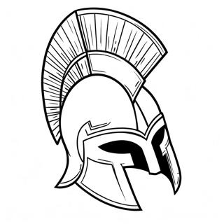 Page à colorier d'un casque spartiate féroce | Page de coloriage Spartiate