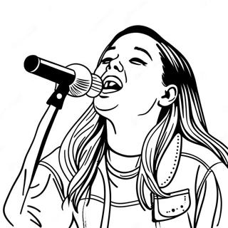 Page à colorier d'Olivia Rodrigo chantant sur scène | Page de coloriage Olivia Rodrigo