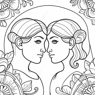 Page à colorier du signe du zodiaque Gémeaux | Page de coloriage Gémeaux