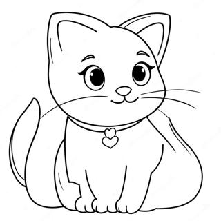 Page à colorier chat de la Saint-Valentin | Page de coloriage Chat Valentine