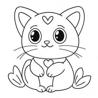 Page à colorier chat mignon de la Saint-Valentin avec des cœurs | Page de coloriage Chat Valentine