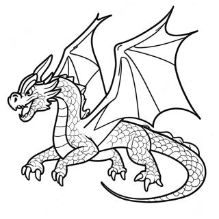 Page à colorier Dragon de Feu Majestueux Volant | Page de coloriage Dragon de Feu