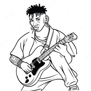 Page à colorier de NLE Choppa en performance live | Page de coloriage NLE Choppa