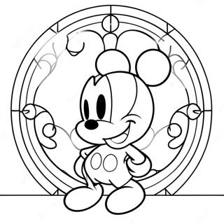 Page à colorier de Mickey Mouse en vitrail Disney | Page de coloriage Vitrail Disney