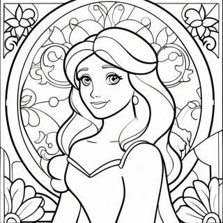 Page à colorier de princesses Disney en vitrail coloré | Page de coloriage Vitrail Disney
