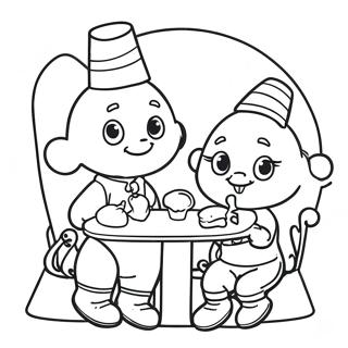 Page à colorier des personnages de Butterbean Cafe | Page de coloriage Café Butterbean
