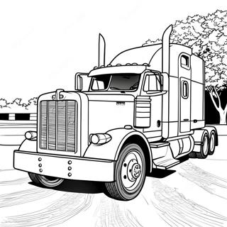 Page à colorier de camion Peterbilt classique | Page de coloriage Peterbilt