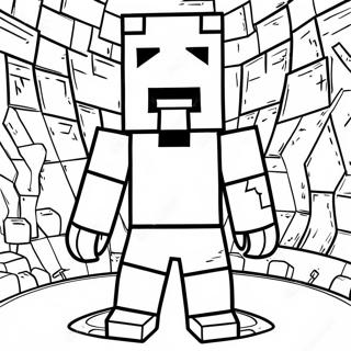 Page à colorier de Steve de Minecraft avec une armure en diamant | Page de coloriage Minecraft Steve