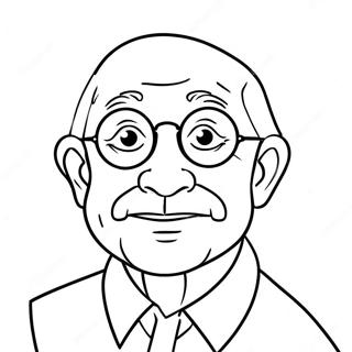 Page à colorier de grand-père drôle avec des lunettes | Page de coloriage Grand-père