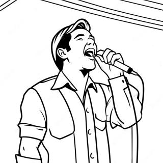 Page à colorier Ivan Cornejo chantant sur scène | Page de coloriage Ivan Cornejo