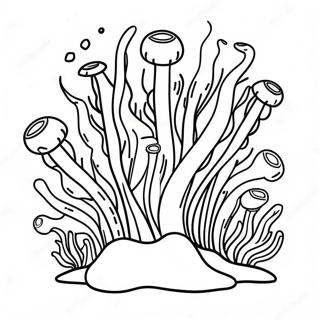 Page à colorier scène sous-marine d'algues colorées | Page de coloriage Algues