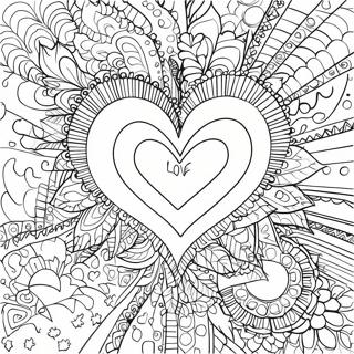 Page à colorier mandala cœur trippant d'amour | Page de coloriage Amour Psychédélique