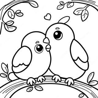 Page à colorier oiseaux d'amour colorés | Page de coloriage Amour Psychédélique