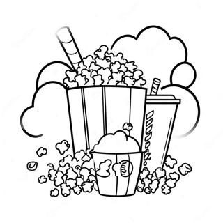 Page à colorier popcorn et soda au cinéma | Page de coloriage Cinéma