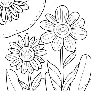 Dessin à colorier de fleurs d'été | Page de coloriage Fleurs d'été